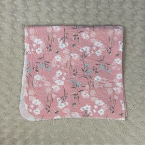 Little Beginnings Pink Floral Baby Receiving Blanket Flannel Gray White Flowers